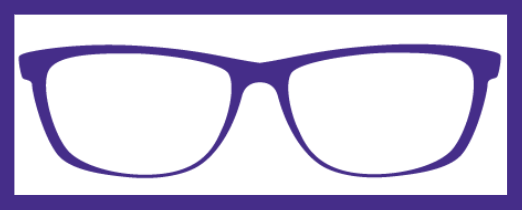 Purple glasses outlined in white in the purple box